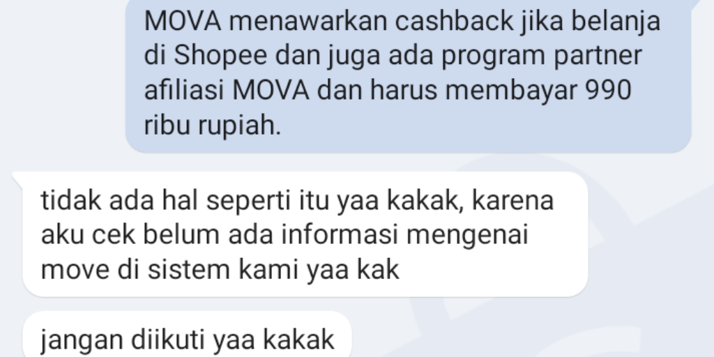 Shopee Tegaskan Tidak Ada Kerja Sama dengan MOVA